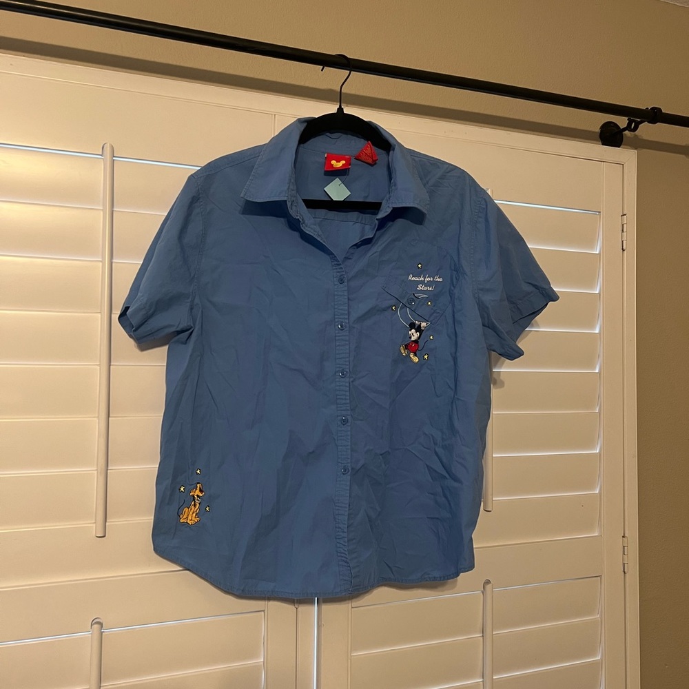 Disney Mickey Mouse Blue Button Up Shirt